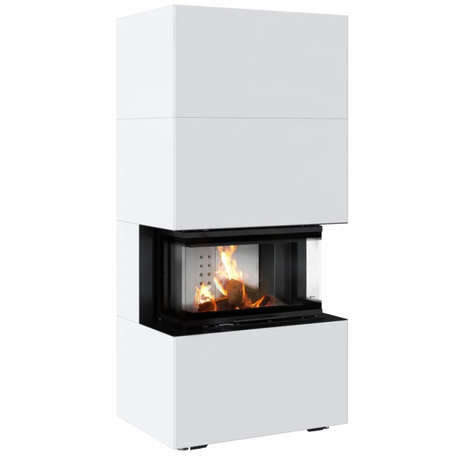 Modulárny krb HOME EASY BOX - NBC 7 biely trojstranné presklenie
