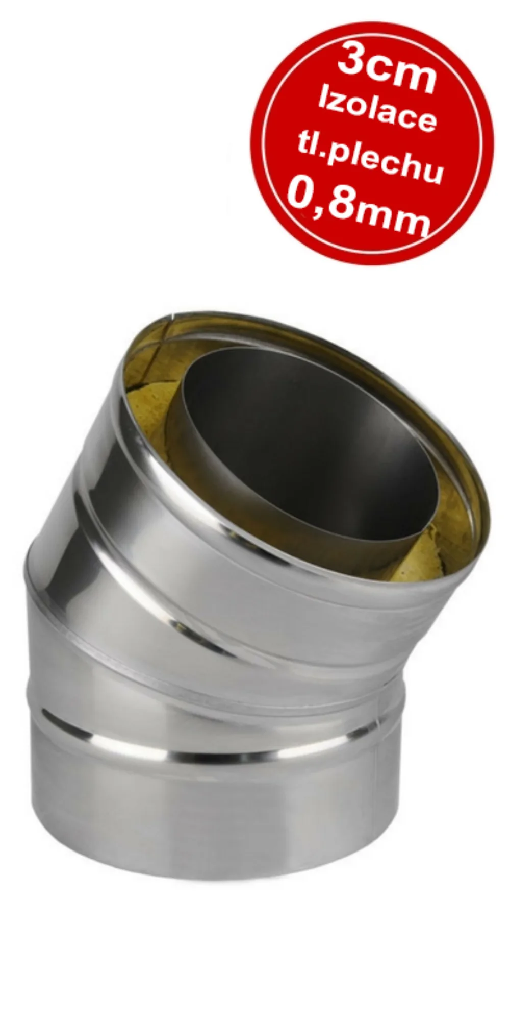 EKO nerezové koleno 225 30° 0,8 – rad EKO, Ø 225 mm, hrúbka 0,8 mm