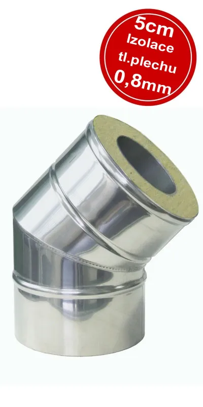 IZOL nerezové koleno 120 30° 0,8 – rad IZOL, Ø 120 mm, hrúbka 0,8 mm